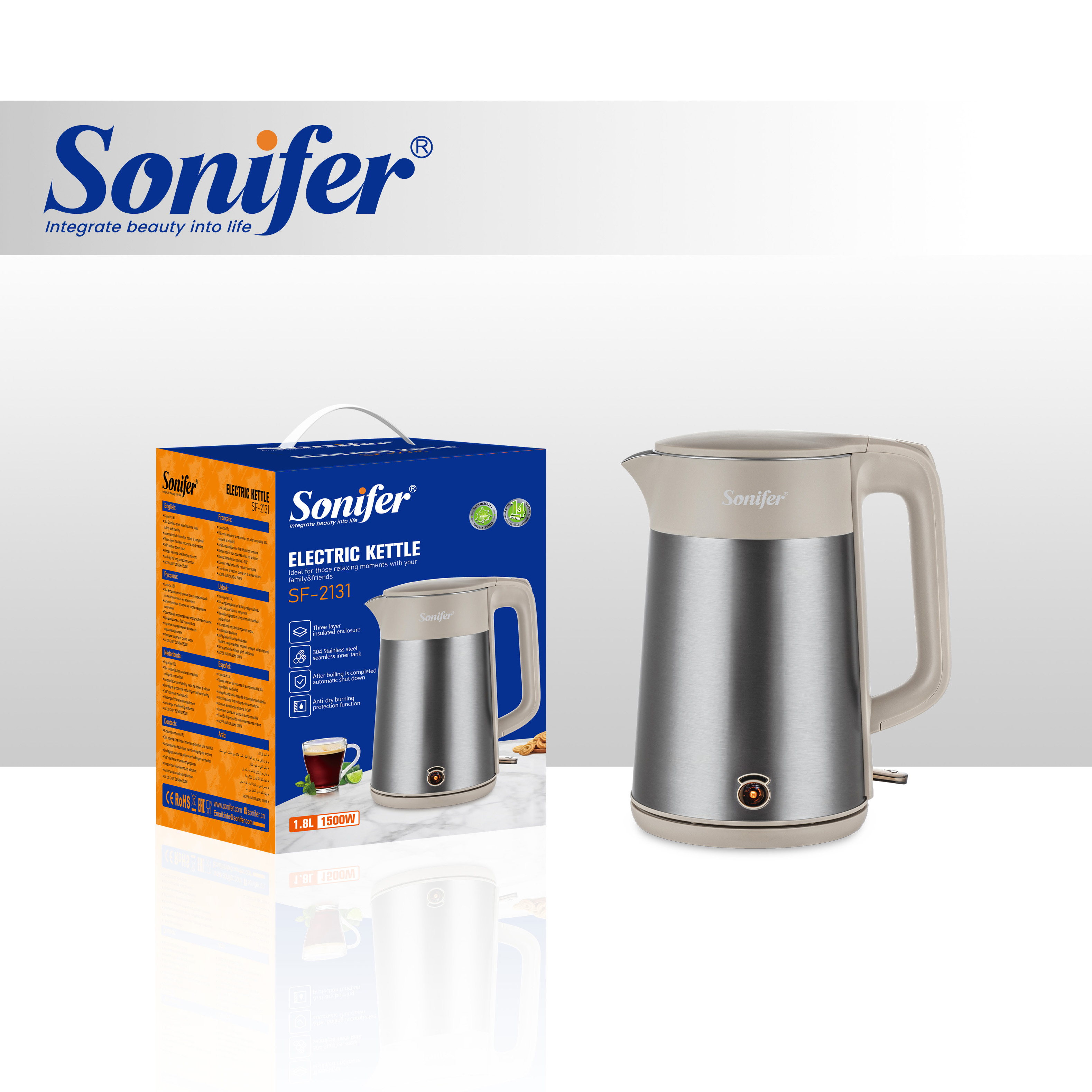 Sonifer SF-2131 Elektrik Çaydanı – 1.8L 1500W